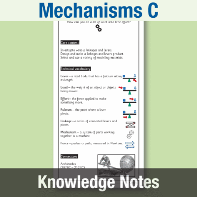 Image of Year 3 Design and Technology C (Mechanisms) Knowledge Notes KN CUSP Resource