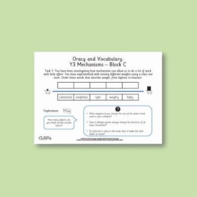 Y3 Design and Technology C (Mechanisms) Oracy Tasks OT