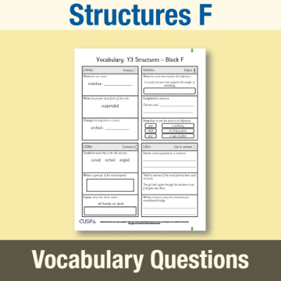 Image of Year 3 Design and Technology F (Structures) Vocabulary Questions VQ CUSP Resource