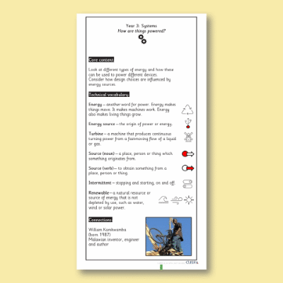 Y3 Design and Technology E (Systems) Knowledge Notes KN