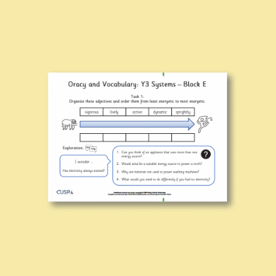Y3 Design and Technology E (Systems) Oracy Tasks OT