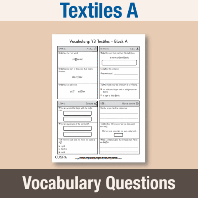 Image of Year 3 Design and Technology A (Textiles) Vocabulary Questions VQ CUSP Resource