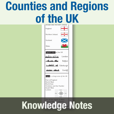 Image of Year 3 Geography (Study Counties and Regions of the UK) Knowledge Notes KN CUSP Resource