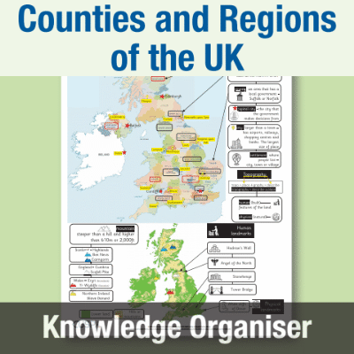 Image of Year 3 Geography (Study Counties and Regions of the UK) Knowledge Organiser KO CUSP Resource