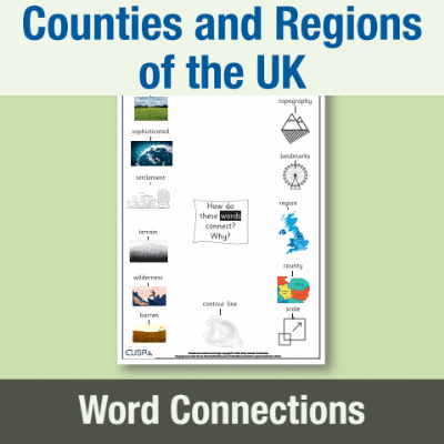 Image of Year 3 Geography (Study Counties and Regions of the UK) Word Connections WC CUSP Resource