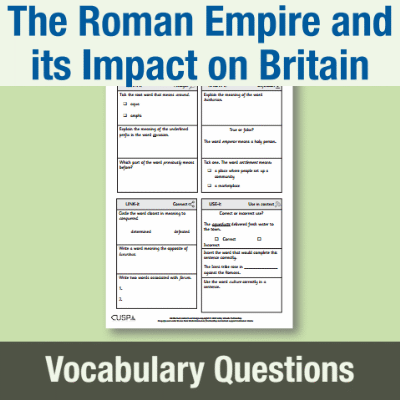 Image of Year 3 History (The Roman Empire and its Impact on Britain) Vocabulary Questions VQ CUSP Resource