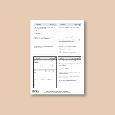 Y3 History (Study changes in Britain from the Stone Age to the Iron Age) Vocabulary Questions VQ