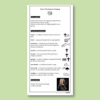 Y3 Music C (The History of Singing) Knowledge Notes KN