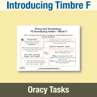 Image of Year 3 Music F (Introducing Timbre) Oracy Tasks OT CUSP Resource