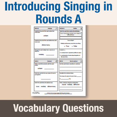 Image of Year 3 Music A (Introducing Singing in Rounds) Vocabulary Questions VQ CUSP Resource