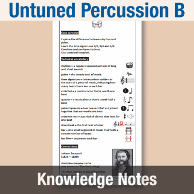 Image of Year 3 Music B (Untuned Percussion) Knowledge Notes KN CUSP Resource