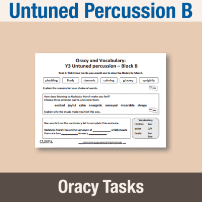 Image of Year 3 Music B (Untuned Percussion) Oracy Tasks OT CUSP Resource