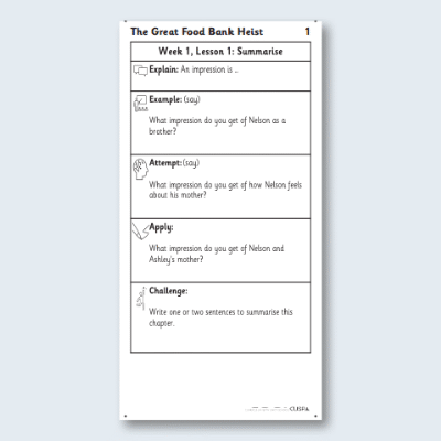 Y3 Reading (The Great Food Bank Heist 1) Knowledge Notes KN