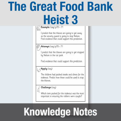 Image of Year 3 Reading (The Great Food Bank Heist 3) Knowledge Notes KN CUSP Resource