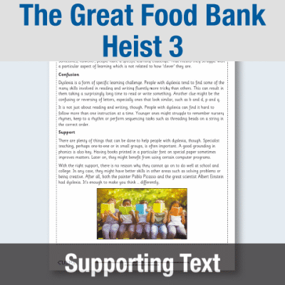 Image of Year 3 Reading (The Great Food Bank Heist 3) Supporting Text ST CUSP Resource