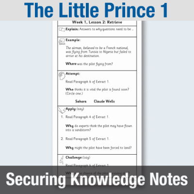 Image of Year 3 Reading (The Little Prince 1) Knowledge Notes SKN CUSP Resource