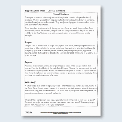 Y3 Reading (Wildsmith - Into the Dark Forest 2) Supporting Text ST