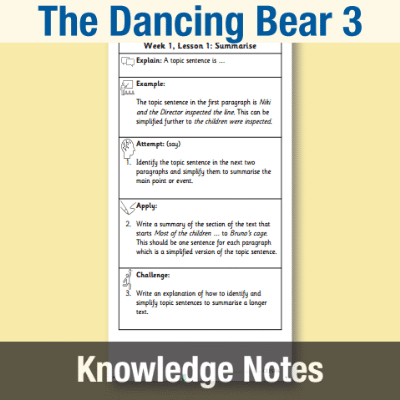 Image of Year 3 Reading (The Dancing Bear 3) Knowledge Notes KN CUSP Resource