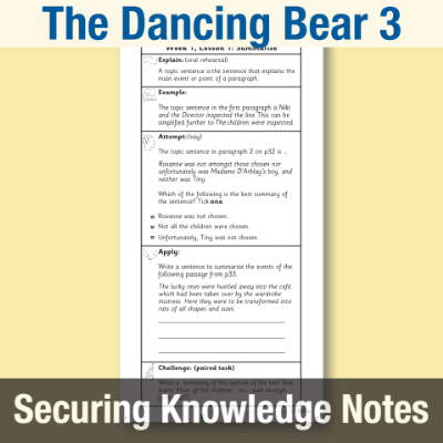 Image of Year 3 Reading (The Dancing Bear 3) Knowledge Notes SKN CUSP Resource