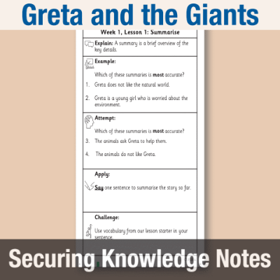 Image of Year 3 Reading (Greta and the Giants) Knowledge Notes SKN CUSP Resource