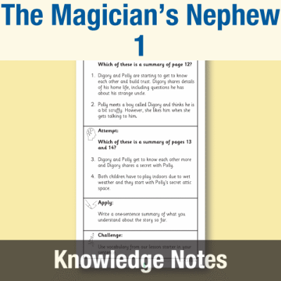 Image of Year 3 Reading (The Magician’s Nephew 1) Knowledge Notes KN CUSP Resource