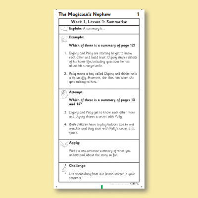 Y3 Reading (The Magician’s Nephew 1) Knowledge Notes KN