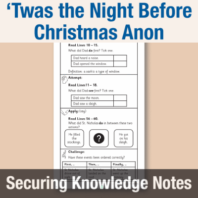 Image of Year 3 Reading ('Twas the Night Before Christmas Anon) Knowledge Notes SKN CUSP Resource