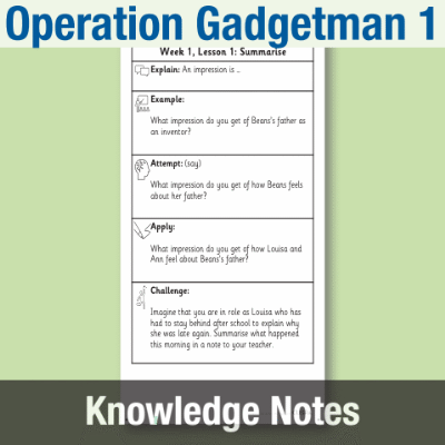 Image of Year 3 Reading (Operation Gadgetman 1) Knowledge Notes KN CUSP Resource