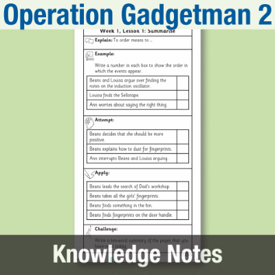 Image of Year 3 Reading (Operation Gadgetman 2) Knowledge Notes KN CUSP Resource