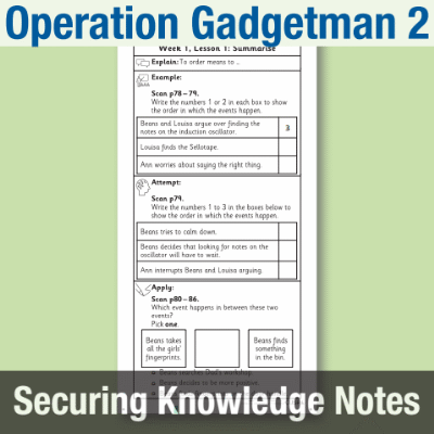 Image of Year 3 Reading (Operation Gadgetman 2) Knowledge Notes SKN CUSP Resource
