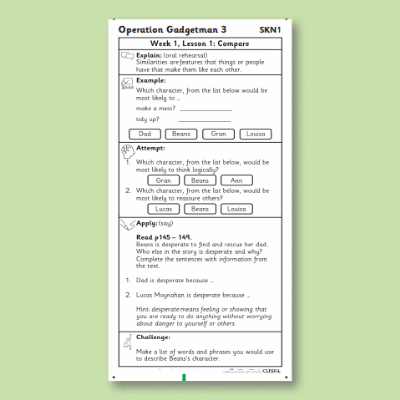 Y3 Reading (Operation Gadgetman 3 & My Shadow) Knowledge Notes SKN