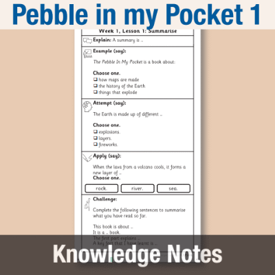 Image of Year 3 Reading (Pebble in my Pocket 1) Knowledge Notes KN CUSP Resource