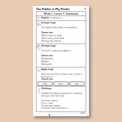 Y3 Reading (Pebble in my Pocket 1) Knowledge Notes KN