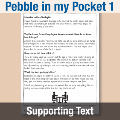 Image of Year 3 Reading (Pebble in my Pocket 1) Supporting Text ST CUSP Resource