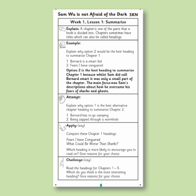 Y3 Reading (Sam Wu is Not Afraid of the Dark 1) Knowledge Notes SKN
