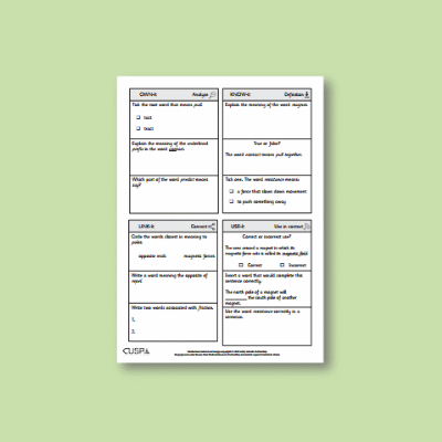Y3 Science (Forces and Magnets) Vocabulary Questions VQ