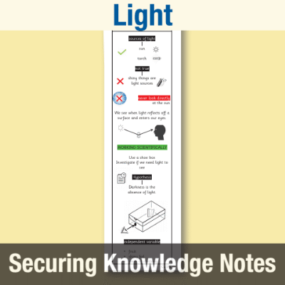 Image of Year 3 Science (Light) Knowledge Notes SKN CUSP Resource