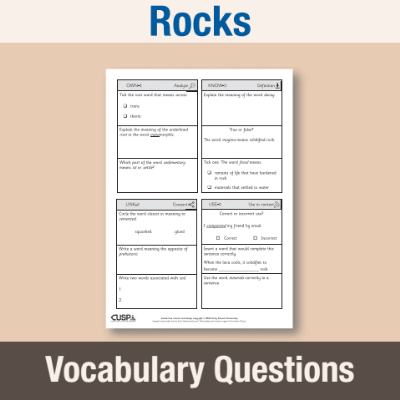 Image of Year 3 Science (Rocks) Vocabulary Questions VQ CUSP Resource