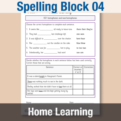 Image of Year 3 Spelling Block 04 Home Learning HL CUSP Resource