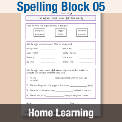 Image of Year 3 Spelling Block 05 Home Learning HL CUSP Resource