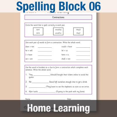 Image of Year 3 Spelling Block 06 Home Learning HL CUSP Resource