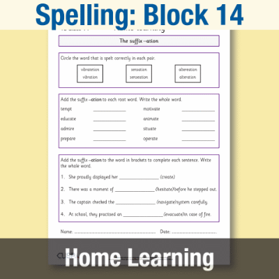 Image of Year 3 Spelling Block 14 Home Learning HL CUSP Resource