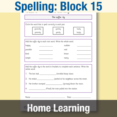 Image of Year 3 Spelling Block 15 Home Learning HL CUSP Resource