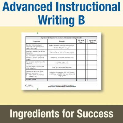 Image of Year 3 Writing B (Advanced Instructional Writing) Ingredients for Success IFS CUSP Resource