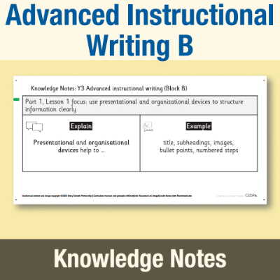Image of Year 3 Writing B (Advanced Instructional Writing) Knowledge Notes KN CUSP Resource