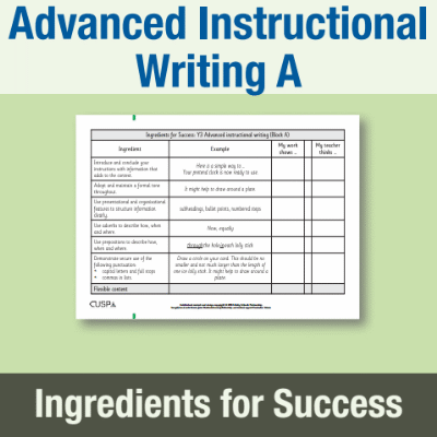 Image of Year 3 Writing A (Advanced Instructional Writing) Ingredients for Success IFS CUSP Resource