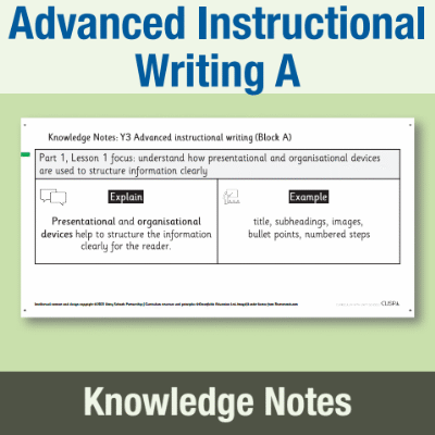 Image of Year 3 Writing A (Advanced Instructional Writing) Knowledge Notes KN CUSP Resource