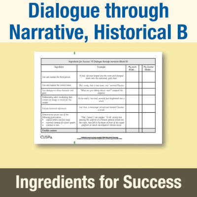 Image of Year 3 Writing B (Dialogue through Narrative, Historical) Ingredients for Success IFS CUSP Resource