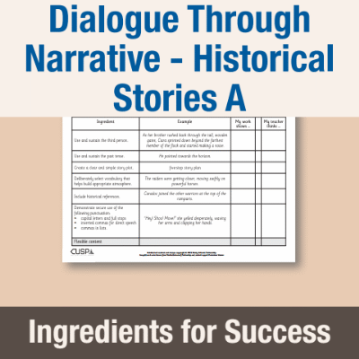 Image of Year 3 Writing A (Dialogue Through Narrative - Historical Stories) Ingredients for Success IFS CUSP Resource
