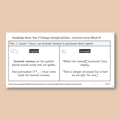 Y3 Writing A (Dialogue Through Narrative - Historical Stories) Knowledge Notes SKN